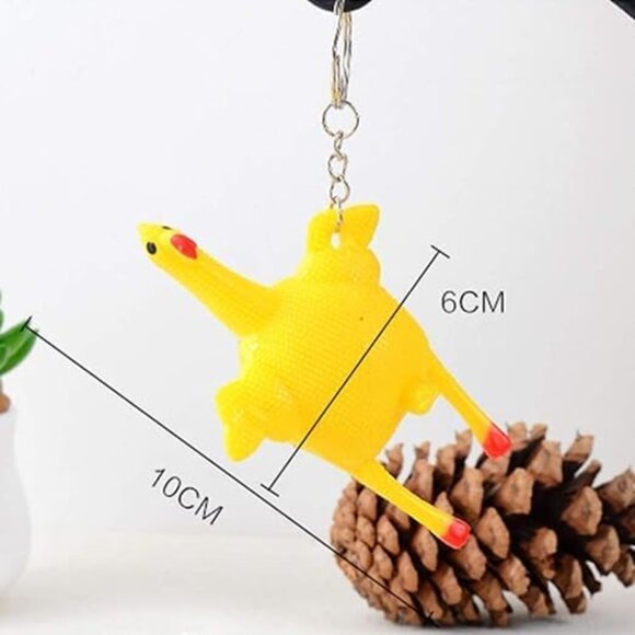 Mini Chicken Keyring Keychain Rubber Squeeze Toy Pendant for Bag Car Party Gift - Picture 4 of 6